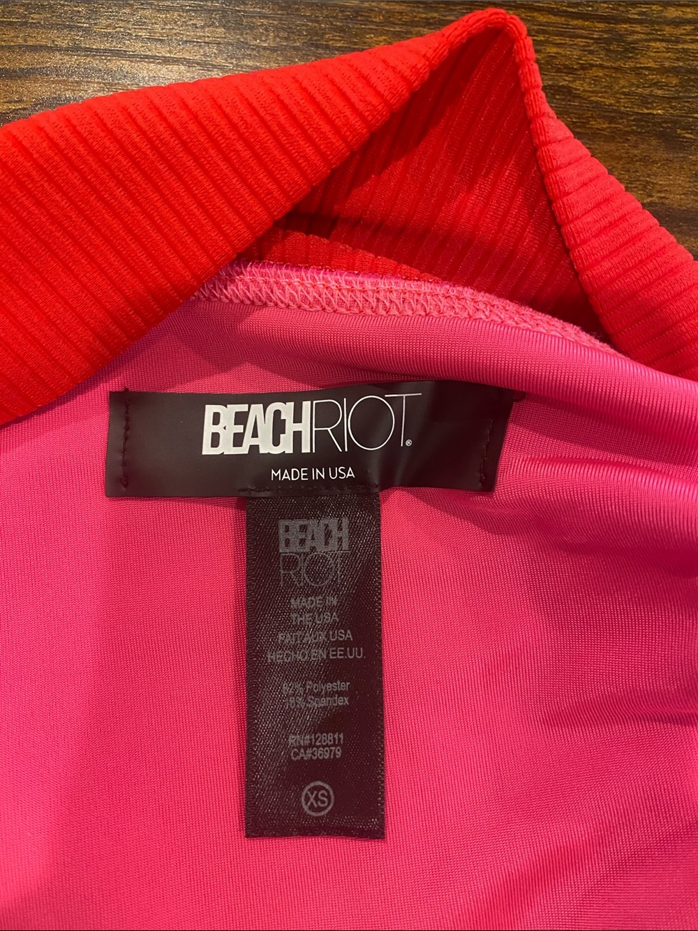 Beachriot Pink and Red Colorblock two-Piece Swimsuit - Picture 7 of 7